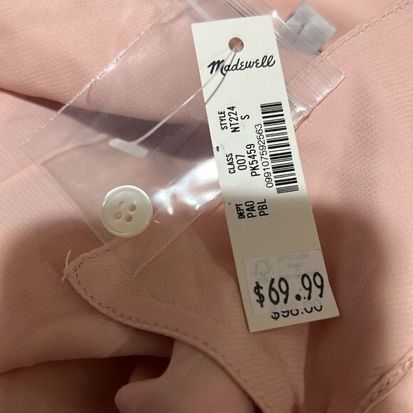 Madewell NT224 Pale Blush Long-Sleeve Button-Front Top size small NWT - Picture 9 of 12